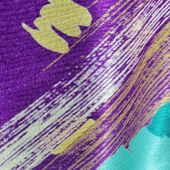 ❤️ 3 for $35 VINTAGE 80s oversized satin drop waist tie blouse top small medium - Picture 3 of 3